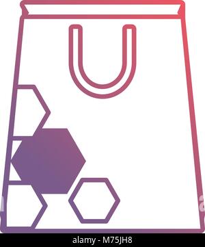 flat line purple shopping bag with hexagons design over white background vector illustration Stock Vector