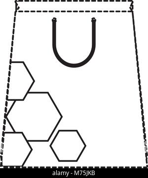 shopping bag with hexagons design sticker over white background vector illustration Stock Vector