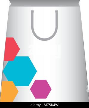 shopping bag with hexagons design over white background vector illustration Stock Vector