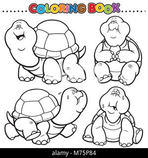 Cartoon Coloring Book - Turtle Stock Vector