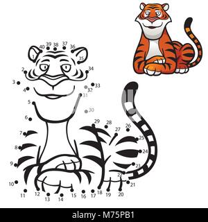 Vector Illustration of Education dot to dot game - Tiger Stock Vector