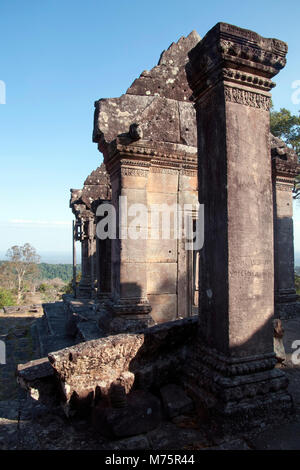 Dangrek Mountains Cambodia, view building ruins in the 11th century Preah Vihear Temple Stock Photo