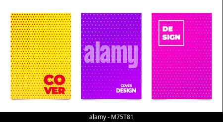 Set of modern vivid backgrounds. Bright abstract dotted brochure backdrops Stock Vector