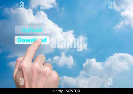 One choosing download data by clicking download button on cloud storage Stock Photo