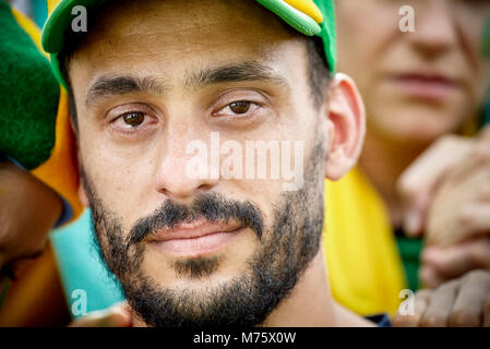 Football fan with tears in his eyes, portrait Stock Photo