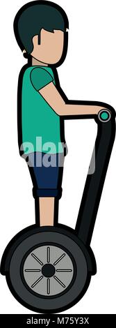 Man on two wheels electric scooter vector illustration graphic design Stock Vector