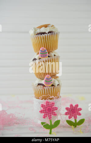 creative Easter cakes on white Stock Photo