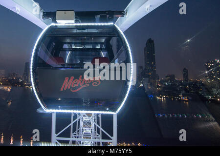 the Ferris Wheel at the Asiatique Riverfront Nightmarket in the city of Bangkok in Thailand.  Thailand, Bangkok, November, 2017 Stock Photo