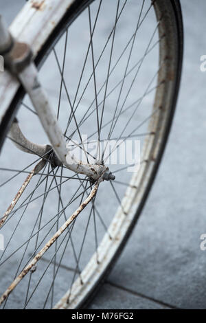 Detail of the front wheel of a bike Stock Photo