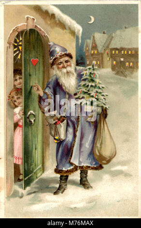 This image features a Santa Claus dressed in a purple suite, a modern take on the traditional red costume. Santa is depicted in festive attire, capturing the spirit of holiday celebrations. Stock Photo