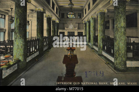 The Old National Bank Building in Spokane, Washington, captured in this photograph. The image highlights the historical architecture and role of this landmark building in the city’s development. Stock Photo