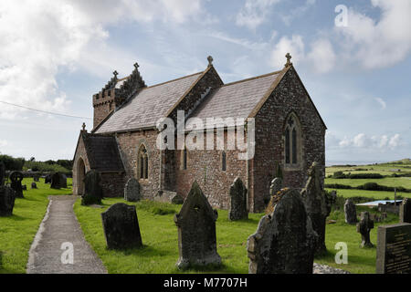 St Madoc's church in Llanmadoc on the Gower Peninsula Wales UK, rural Welsh village church grade II listed building 12th century Stock Photo