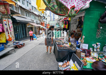 A small market street in the Mid-Levels area, Hong Kong Island, Hong Kong, China, Asia Stock Photo