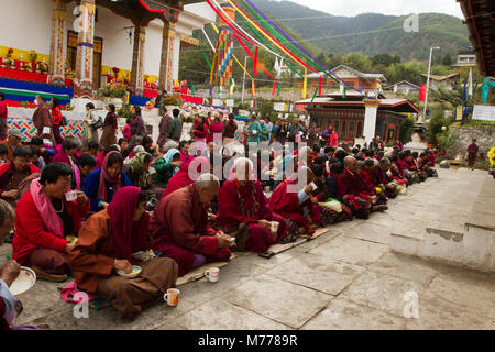 The Memorial Stupa and Buddhist devotees, Thimphu, Bhutan, Asia Stock Photo