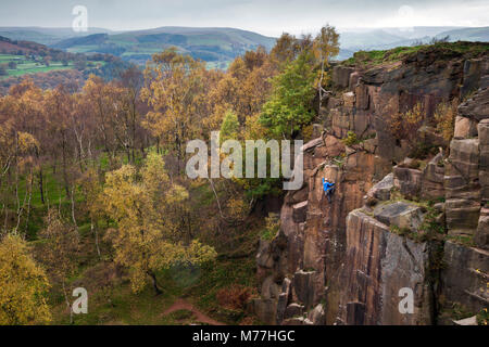 Bole hill quarry, Derbyshire, UK. September 29, 2016. Two females ...