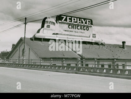 Chicago, Burlington & Quincy Railroad outdoor billboard (NBY 2803) Stock Photo