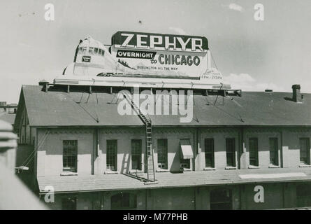 Chicago, Burlington & Quincy Railroad outdoor billboard (NBY 5658) Stock Photo