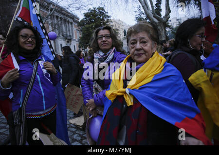 Madrid, Spain. 8th Mar, 2018. Elderly participants seen at the demonstration.Thousands of people marched today through the streets of Madrid and around the world this March 8 Women's Day for equal opportunities, fairer wages for women, social justice, hundreds of political and feminist groups marched together, singing slogans in favor of the freedoms between men and women. Credit: Mario Roldan/SOPA Images/ZUMA Wire/Alamy Live News Stock Photo