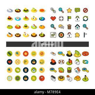 Set of icons in different style - isometric flat and otline, colored and black versions Stock Vector