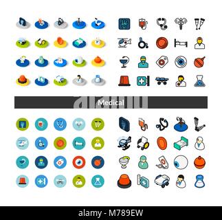 Set of icons in different style - isometric flat and otline, colored and black versions Stock Vector