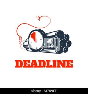Deadline concept logo, countdown vector emblem Stock Vector