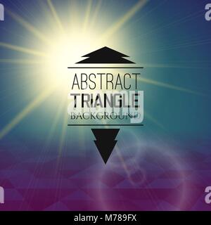 Abstract sunset with triangle field, perspetive pattern in sunny fog Stock Vector