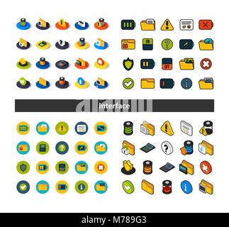 Set of icons in different style - isometric flat and otline, colored and black versions Stock Vector