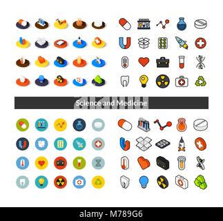 Set of icons in different style - isometric flat and otline, colored and black versions Stock Vector