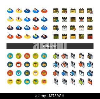 Set of icons in different style - isometric flat and otline, colored and black versions Stock Vector