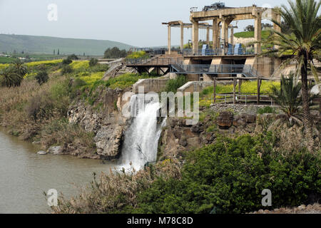 The old hydroelectric power plant the first electricity plant established by Pinhas Rutenberg dating to 1932 situated at Naharayim or Baqoura a site in Jordan adjacent to the Israeli border, where the Yarmouk River flows into the Jordan River in Israel Stock Photo