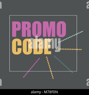 Promo code, coupon code. Flat vector banner design illustration on black Stock Vector
