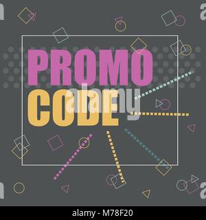 Promo code, coupon code. Flat vector banner design illustration on black Stock Vector
