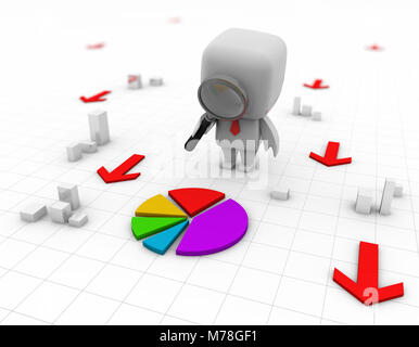 Pie chart with magnifying glass Stock Photo - Alamy