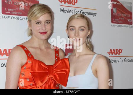 AARP's 17th Annual Movies For Grownups Awards at Beverly Wilshire Hotel on January 8, 2018 in Beverly Hills, CA  Featuring: Greta Gerwig, Saoirse Ronan Where: Beverly Hills, California, United States When: 06 Feb 2018 Credit: Nicky Nelson/WENN.com Stock Photo