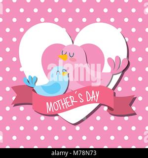 Mothers Day Mama and Baby Bird Coloring Page Stock Vector Image & Art ...