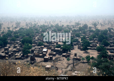 With a mosque in its center, this is a typical village in Dogon country, Mali, West Africa. Stock Photo