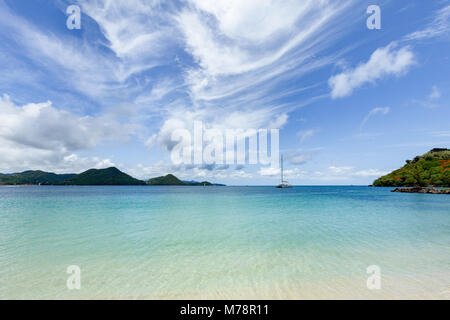 The beautiful clear water at Rodney Bay, St. Lucia, Windward Islands, West Indies Caribbean, Central America Stock Photo