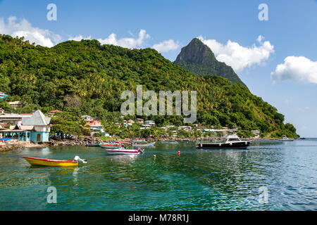 Petit Piton from Soufriere, St. Lucia, Windward Islands, West Indies Caribbean, Central America Stock Photo