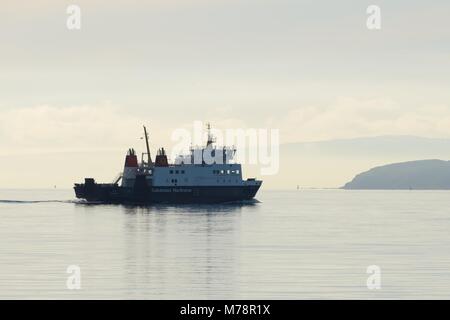 Caledonian MacBrayne car ferry 'Bute' making its way from Wemyss bay to Rothesay on the west coast of Scotland, UK Stock Photo