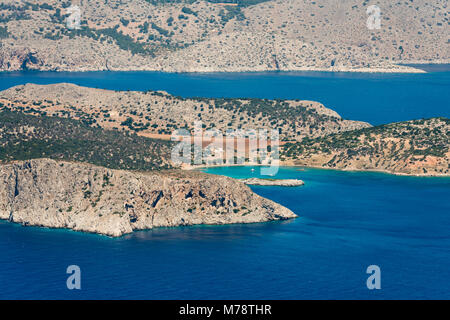 Aerial image of eastern Dodecanese Greek islands Koulondros, Seskli and Xisos in the Mediterranean Sea Stock Photo