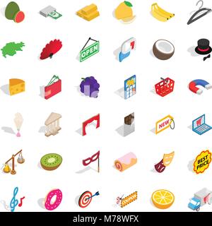 Monetary remuneration icons set, isometric style Stock Vector