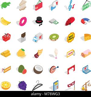 Pecuniary reward icons set, isometric style Stock Vector