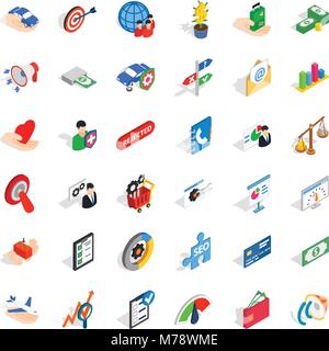 Cash fee icons set, isometric style Stock Vector