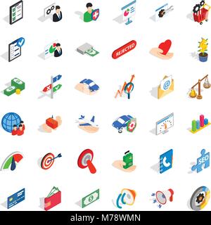 Preliminary count icons set, isometric style Stock Vector