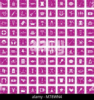 100 recreation icons set grunge blue Stock Vector Image & Art - Alamy