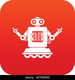 Cyborg on wheels icon digital red Stock Vector