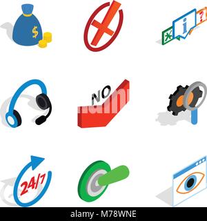 Commercial thing icons set, isometric style Stock Vector