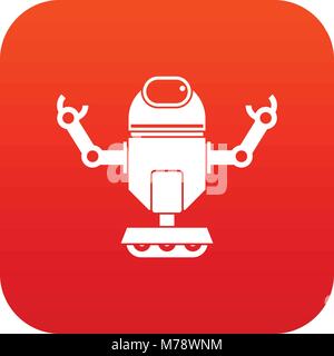 Robot on wheels icon digital red Stock Vector