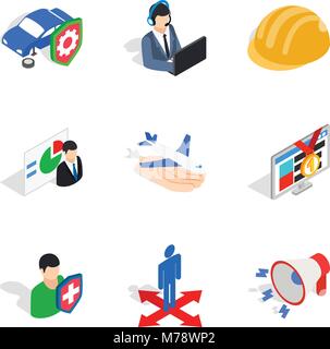 Work plan icons set, isometric style Stock Vector