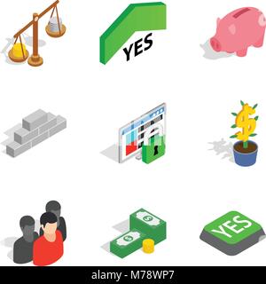 Work schedule icons set, isometric style Stock Vector